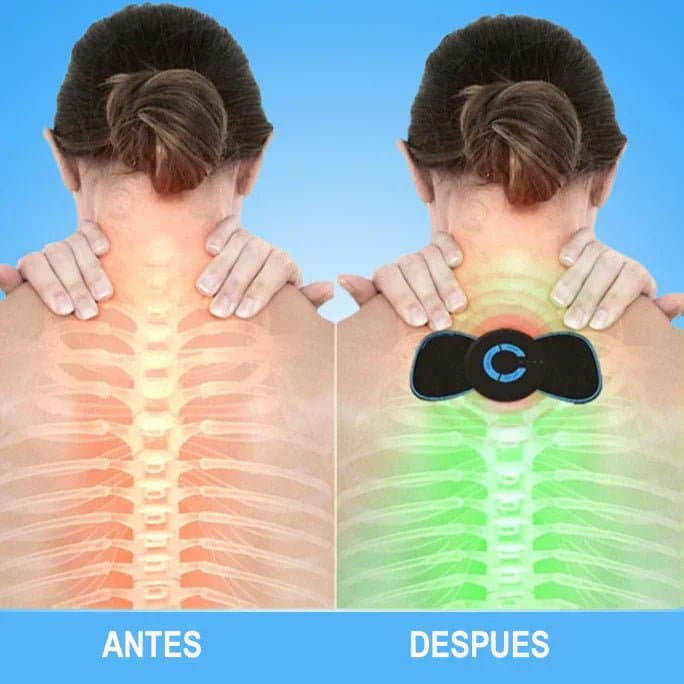 Aplicación parche masaje pies espalda piernas cuello
