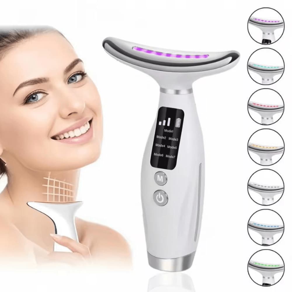 Mujer usando NeuroGlow Pro en rostro y cuello