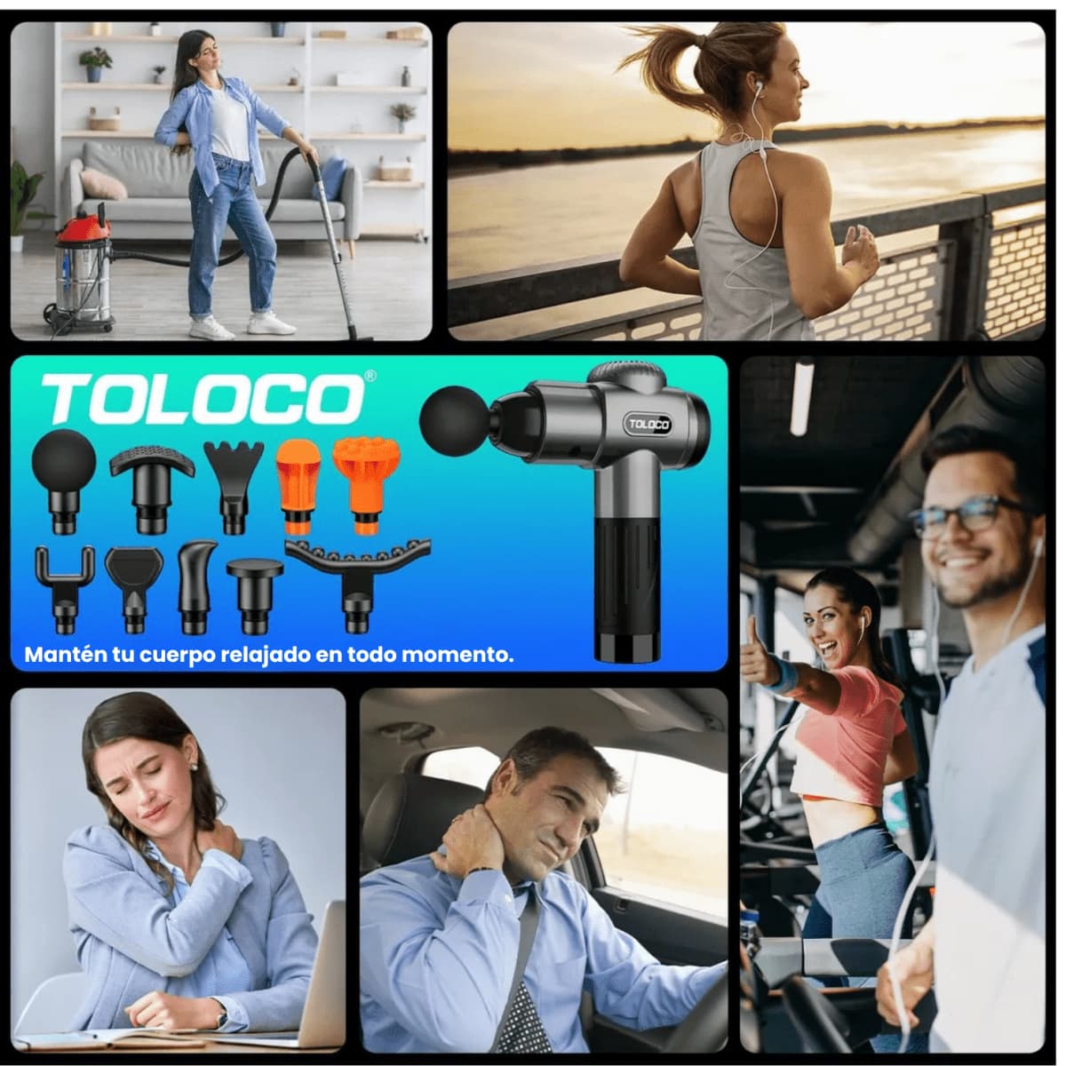 Pistola de Masaje TOLOCO - La Misma Tecnología Usada por Fisioterapeutas Ahora en Tu Casa - Bulkizz