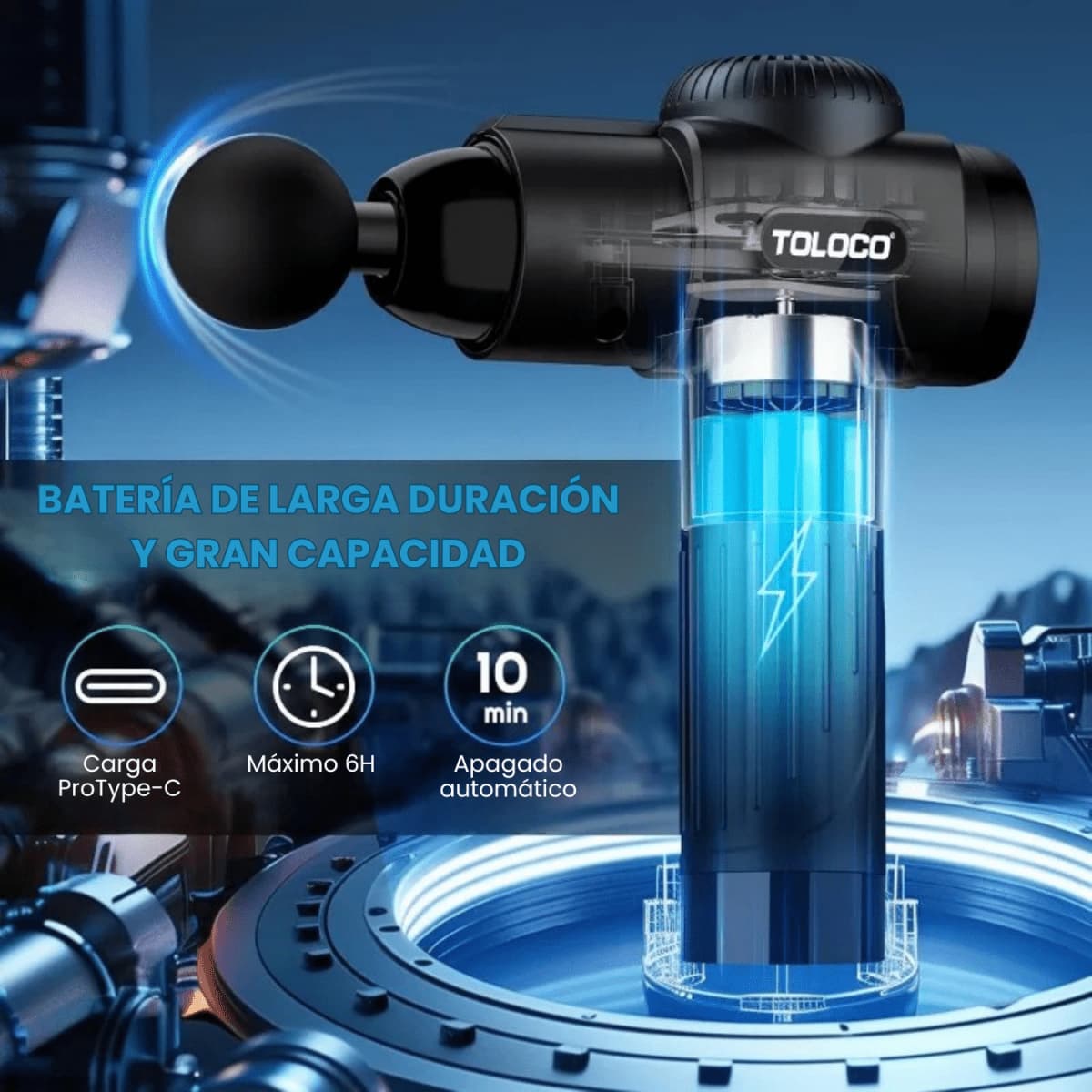 Pistola de Masaje TOLOCO - La Misma Tecnología Usada por Fisioterapeutas Ahora en Tu Casa - Bulkizz